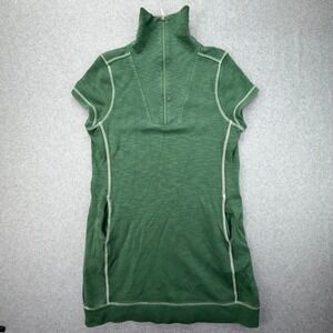 Tommy Bahama Green Quarter Zip Tunic Dress Short Sleeve Pockets Pima Cotton L